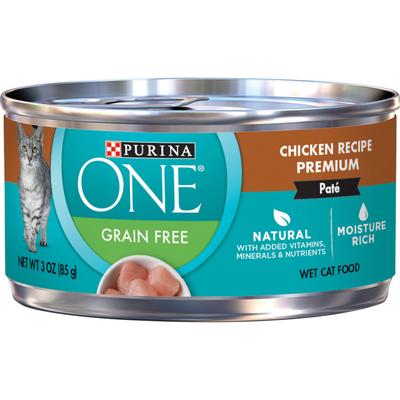 Purina ONE Natural High Protein Grain Free Chicken Recipe Pate Wet Cat Food, 3 oz., Case of 24