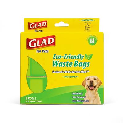 GLAD for Pets Eco-Friendly Unscented Waste Bags with Easy Tie Handles, Count of 120