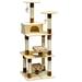 IQ Busy Box Cat Condo with 2 IQ boxes and Sisal Covered Scratching Posts SF059, 74" H, Tan
