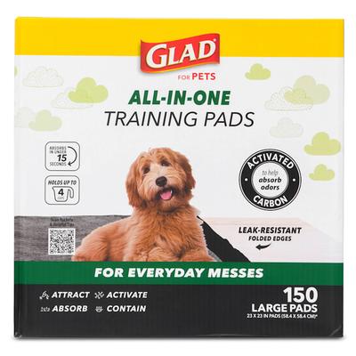GLAD for Pets Large Activated Carbon Puppies & Senior Dog Training Pads, Count of 150