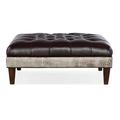 Bradington-Young XL Fair-N-Square 42.5" Wide Genuine Leather Tufted Square Cocktail Ottoman in Black/Brown | 17.5 H x 42.5 W x 42.5 D in | Wayfair