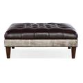 Bradington-Young XL Fair-N-Square 42.5" Wide Genuine Leather Tufted Square Cocktail Ottoman in White | 17.5 H x 42.5 W x 42.5 D in | Wayfair