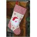 Northlight Seasonal 16.5" Red & Ivory Embroidered Santa Claus Christmas Stocking w/ Gingham Cuff Polyester in Brown/Red | 19 H x 12 W in | Wayfair