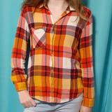 American Eagle Outfitters Tops | American Eagle Bf Fit Fall Color Soft Flannel | Color: Orange/Red | Size: M