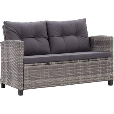 2-Sitzer-Gartensofa mit Kissen Grau 124 cm Poly Rattan - Vidaxl Image