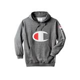 Men's Big & Tall Champion® Large Logo Hoodie by Champion in Heather Charcoal (Size 2XLT)