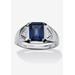 Men's Big & Tall Platinum Over Sterling Silver Sapphire and Diamond Accent Ring by PalmBeach Jewelry in Sapphire Diamond (Size 8)