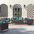 Joss & Main Savion 4 Piece Sectional Seating Group w/ Cushions Synthetic Wicker/All - Weather Wicker/Wicker/Rattan in Brown | Outdoor Furniture | Wayfair