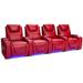 Latitude Run® Leather Home Theater Row Seating (Row of 4) Genuine Leather in Red/Brown | 43 H x 131 W x 40 D in | Wayfair