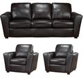 Red Barrel Studio® Lidiya Leather 3 Piece Living Room Set Leather Match in Black | 36 H x 87 W x 37 D in | Wayfair Living Room Sets