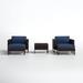 Joss & Main Savion 5 Piece Seating Group w/ Cushions Synthetic Wicker/All - Weather Wicker/Wicker/Rattan in Blue/Brown | Outdoor Furniture | Wayfair