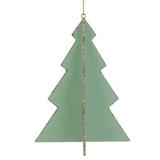 Northlight Seasonal 5.25" 3D Tree w/ Silver Glitter Wooden Christmas Ornament Wood in Green | 8.25 H x 4 W x 4 D in | Wayfair NORTHLIGHT TR88697