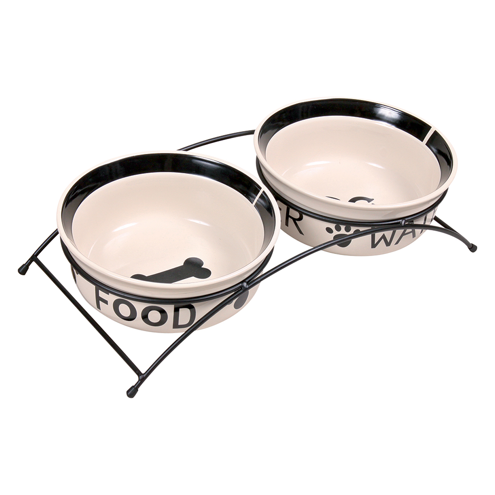 Trixie Eat on Feet Ceramic Dog Bowl Set with Stand - 2x1.6l