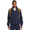 Sport-Tek JST60 Colorblock Raglan Jacket in True Navy Blue/Gold size 6XL | Polyester