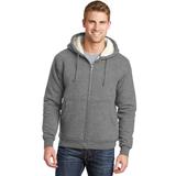 CornerStone CS625 Heavyweight Sherpa-Lined Hooded Fleece Jacket in Grey size XS | Cotton/Polyester Blend