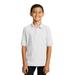 Port & Company KP55Y Youth Core Blend Jersey Knit Polo Shirt in White size XL | Cotton/Polyester