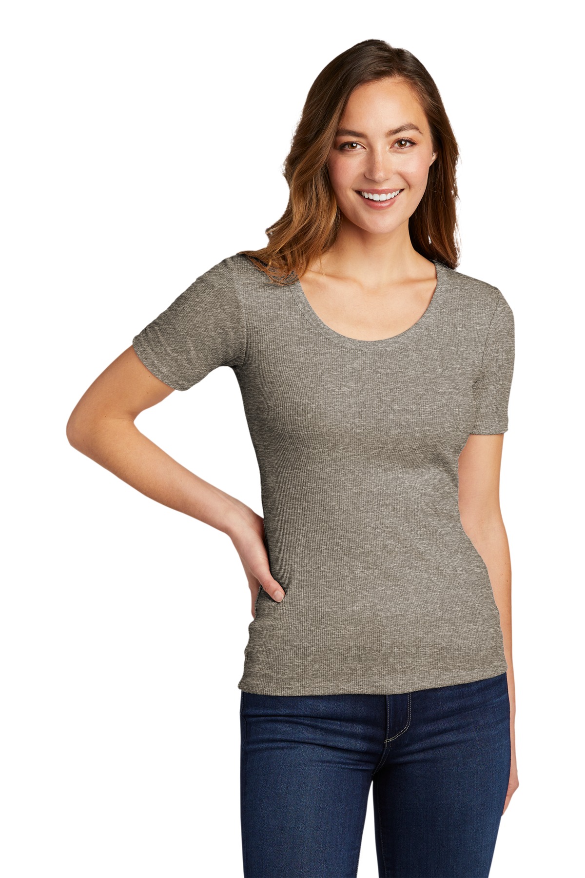 District DT6020 Women's V.I.T. Rib Scoop Neck Top in Grey Frost size 2XL | Cotton Polyester
