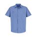 Red Kap CS20 Short Sleeve Striped Industrial Work Shirt in Petrol Blue/Navy Blue size SR | Cotton/Polyester Blend