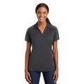 Sport-Tek LST653 Women's Micropique Sport-Wick Piped Polo Shirt in Iron Gray/White size XS