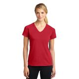 Sport-Tek LST700 Women's Ultimate Performance V-Neck T-Shirt in True Red size Large | Polyester/Spandex Blend