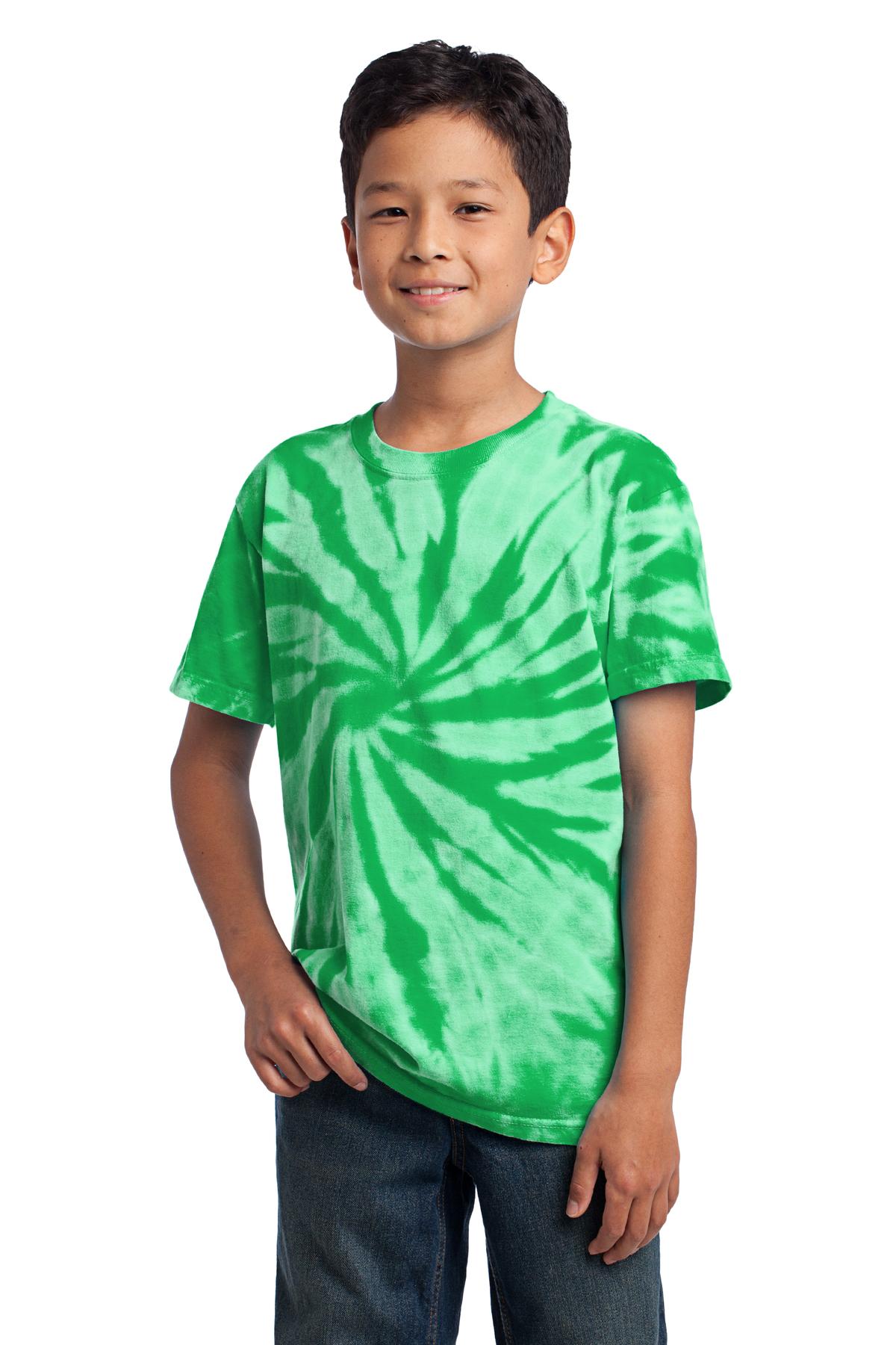 Port & Company PC147Y Youth Tie-Dye Top in Kelly size Small | Cotton