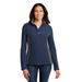 Port Authority L216 Women's Colorblock Value Fleece Jacket in True Navy Blue/Battleship Grey size Medium | Polyester