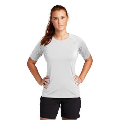 Sport-Tek LST470 Athletic Women's Rashguard Top in White size 4XL | Polyester/Spandex Blend