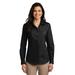 Port Authority LW100 Women's Long Sleeve Carefree Poplin Shirt in Deep Black size 2XL | Cotton/Polyester Blend