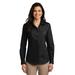 Port Authority LW100 Women's Long Sleeve Carefree Poplin Shirt in Deep Black size Medium | Cotton/Polyester Blend