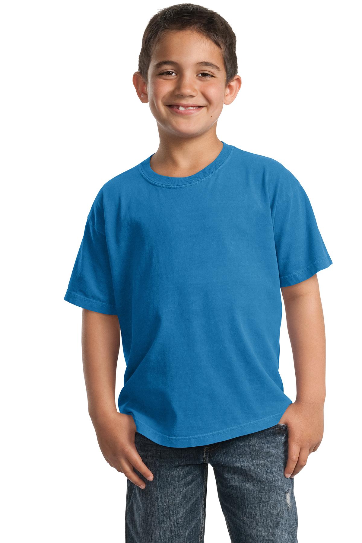 Port & Company PC099Y Youth Beach Wash Garment-Dyed Top in Blue Moon size Large | Cotton