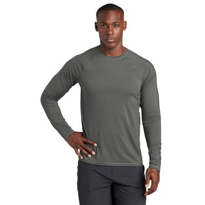 Sport-Tek ST470LS Athletic Long Sleeve Rashguard Top in Dark Smoke Grey size 4XL | Polyester/Spandex Blend