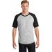 Sport-Tek T201 Short Sleeve Colorblock Raglan Jersey T-Shirt in Heather Gray/Black size 4XL | Cotton