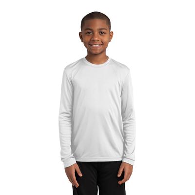 Sport-Tek YST350LS Youth Long Sleeve PosiCharge Competitor Top in White size Medium | Polyester