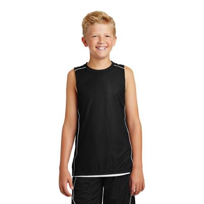 Sport-Tek YT555 Athletic Youth PosiCharge Mesh Reversible Sleeveless Top in Black size Small