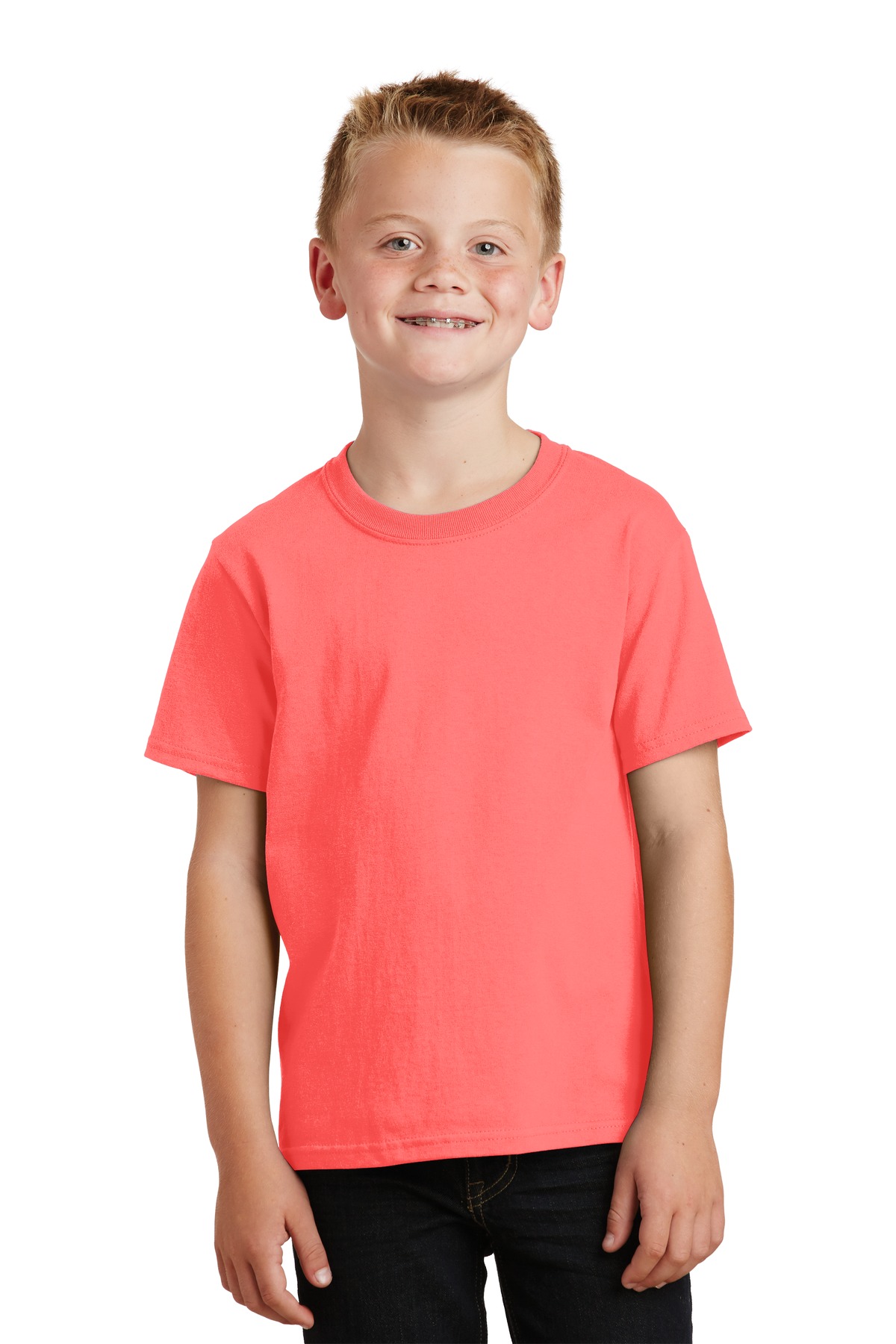 Port & Company PC099Y Youth Beach Wash Garment-Dyed Top in Neon Coral size XL | Cotton