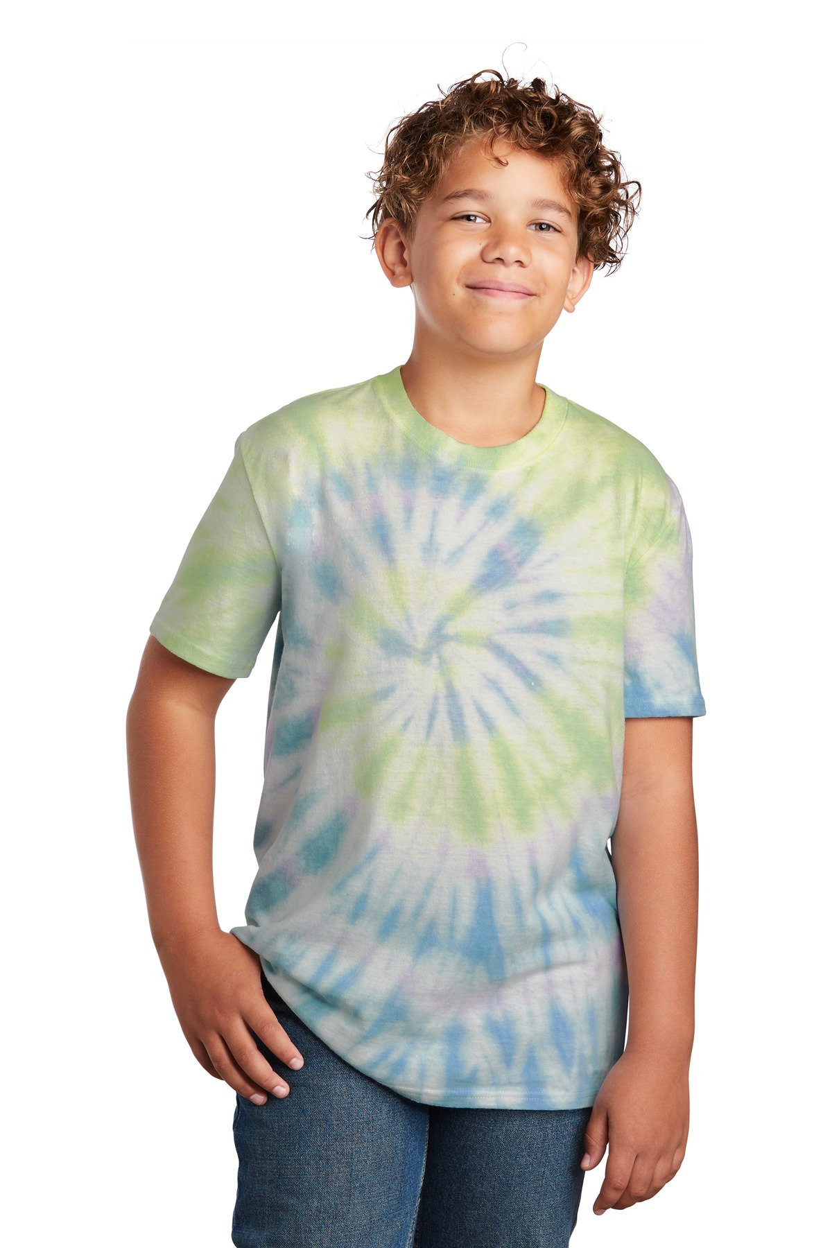 Port & Company PC147Y Youth Tie-Dye Top in Watercolor Spiral size Medium | Cotton