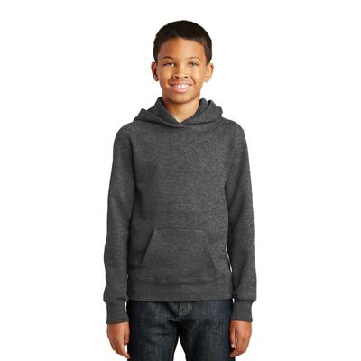 Port & Company PC850YH Youth Fan Favorite Fleece Pullover Hooded Sweatshirt in Dark Heather Grey size Small | Cotton