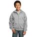 Port & Company PC90YZH Youth Core Fleece Full-Zip Hooded Sweatshirt in Ash size Medium | Cotton/Polyester Blend