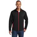 Sport-Tek ST853 Sport-Wick Stretch Contrast Full-Zip Jacket in Black/True Red size 4XL | Polyester/Spandex Blend