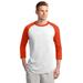 Sport-Tek T200 Colorblock Raglan Jersey T-Shirt in White/Deep Orange size Large | Cotton