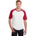 Sport-Tek T201 Short Sleeve Colorblock Raglan Jersey T-Shirt in White/Red size 4XL | Cotton