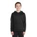 Sport-Tek YST235 Youth Sport-Wick Fleece Colorblock Hooded Pullover T-Shirt in Black/Dark Smoke Grey size XL | Polyester