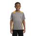 Sport-Tek YST361 Youth Heather Colorblock Contender Top in Vintage Heather/Gold size XS | Polyester
