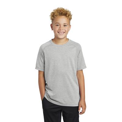 Sport-Tek YST400 Youth PosiCharge Tri-Blend Wicking Raglan Top in Light Grey Heather size Small | Triblend