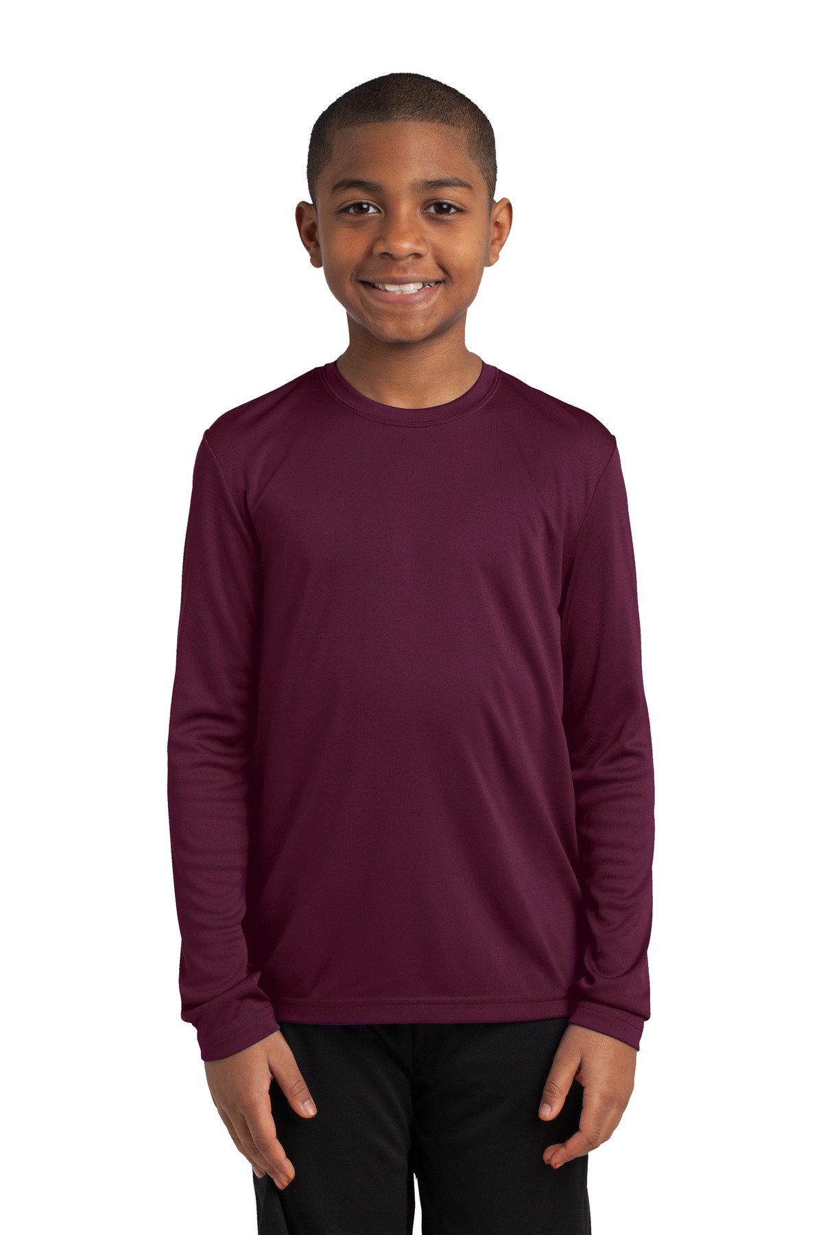Sport-Tek YST350LS Youth Long Sleeve PosiCharge Competitor Top in Maroon size Small | Polyester