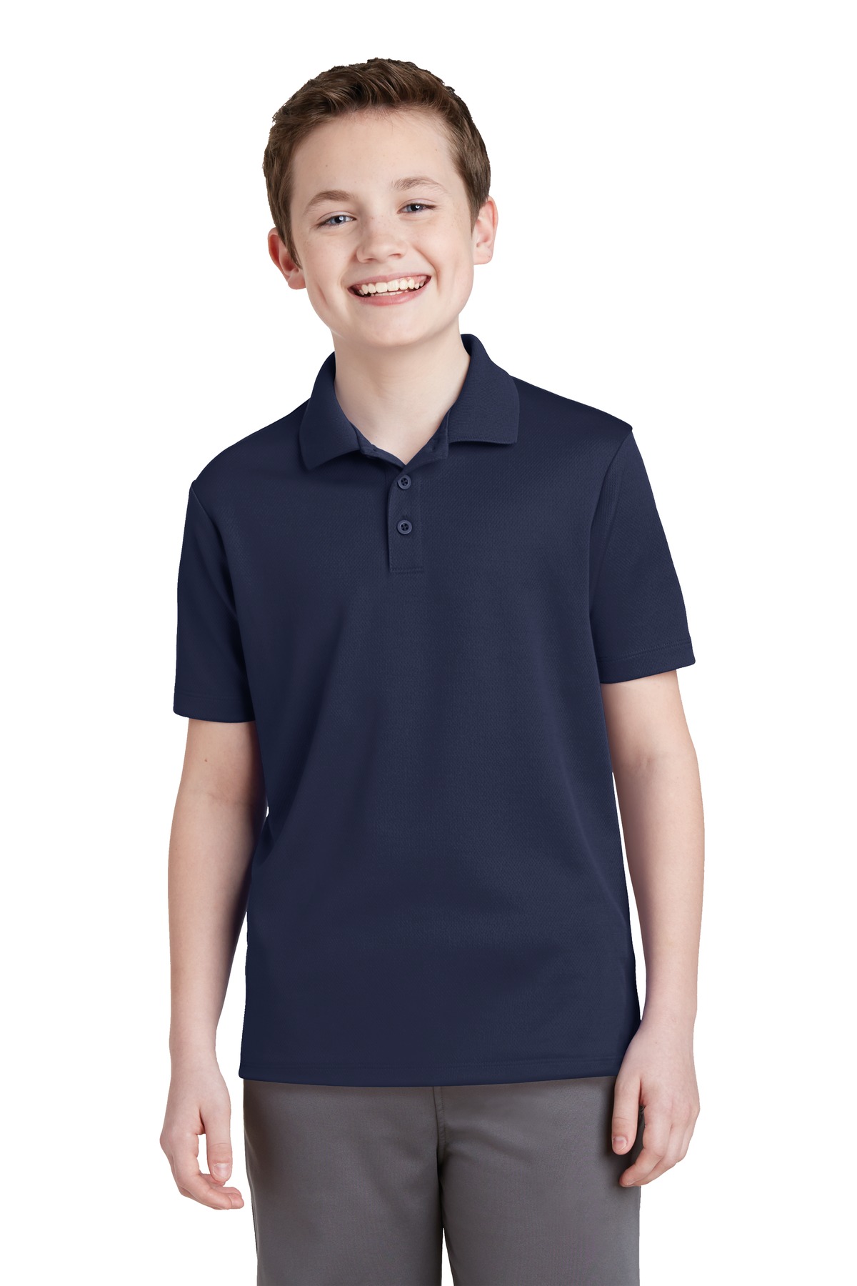 Sport-Tek YST640 Youth PosiCharge RacerMesh Polo Shirt in True Navy Blue size Small | Polyester