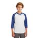 Sport-Tek YT200 Youth Colorblock Raglan Jersey T-Shirt in White/Royal size XL | Cotton