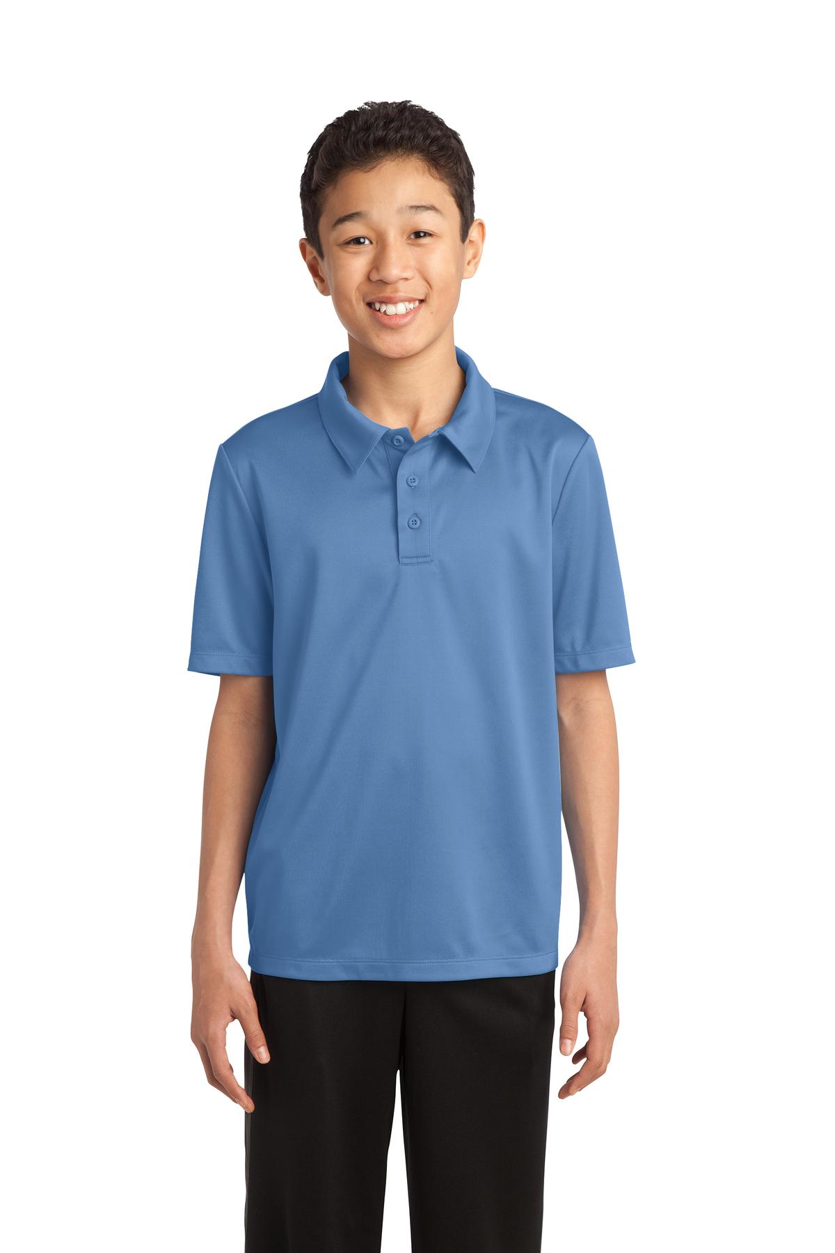 Port Authority Y540 Youth Silk Touch Performance Polo Shirt in Carolina Blue size XL | Polyester