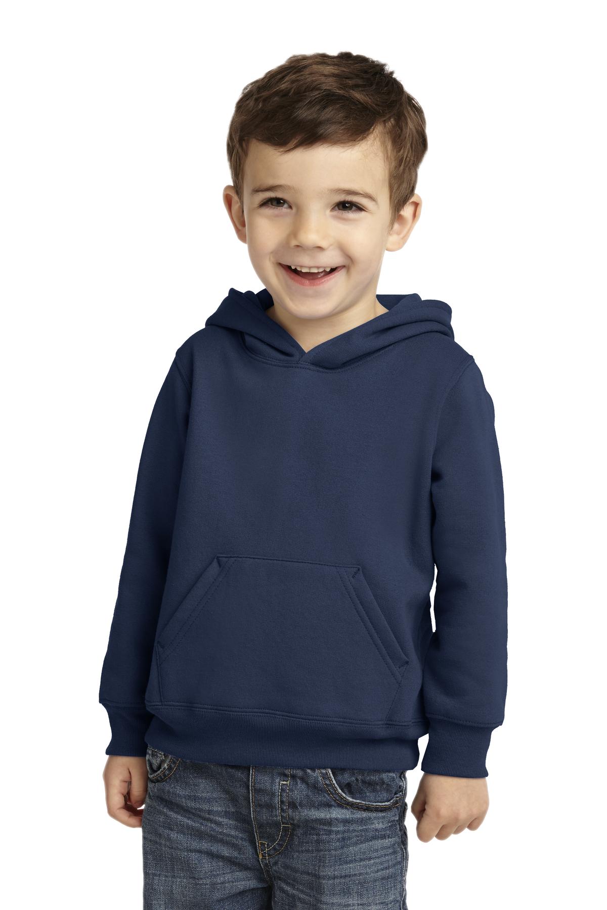 Port & Company CAR78TH Toddler Core Fleece Pullover Hooded Sweatshirt in Navy Blue size 4T