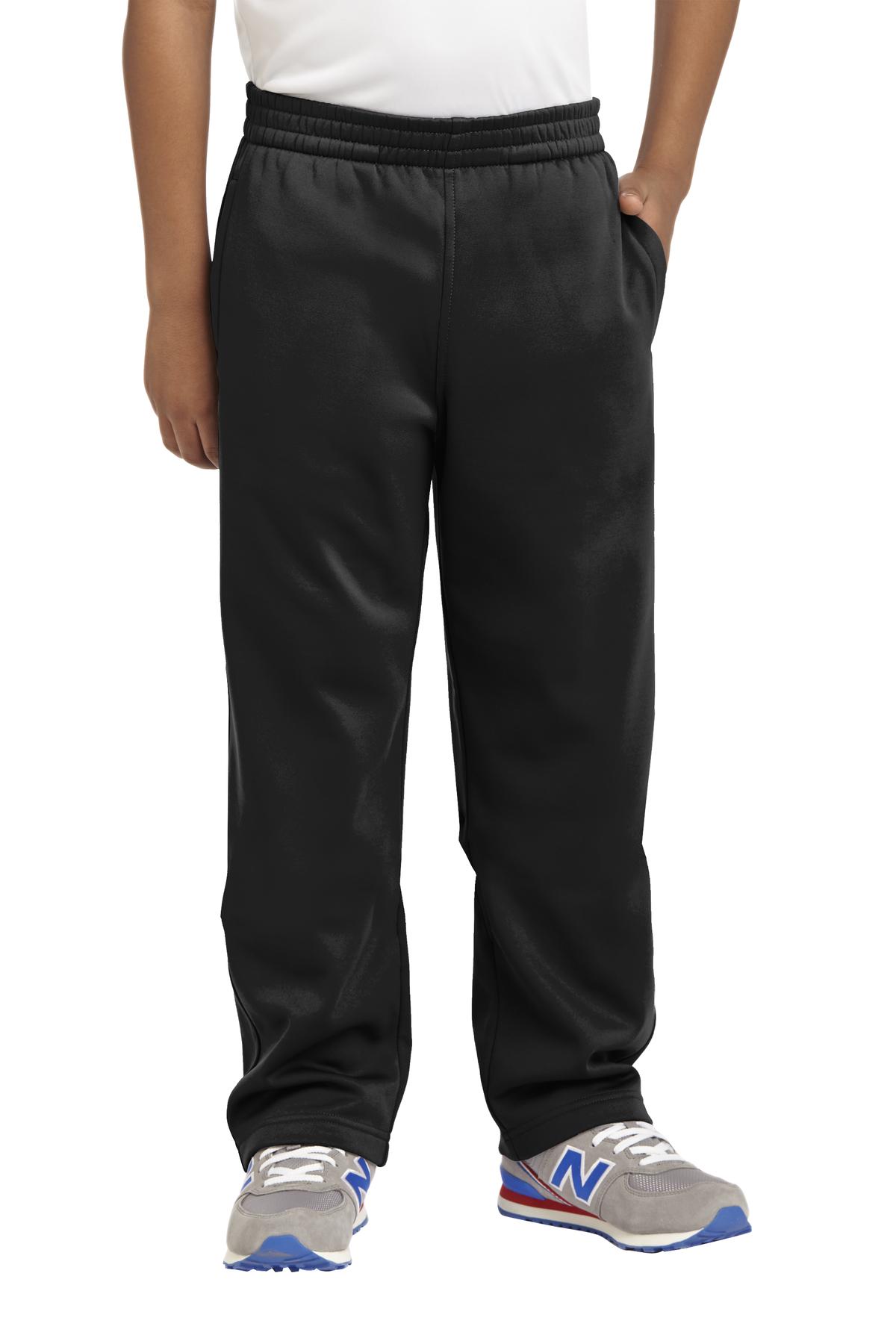 Sport-Tek YST237 Youth Sport-Wick Fleece Pant in Black size Large | Polyester